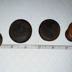 4 antique mahogany turned mushroom style drawer knobs, 1.5" diameter